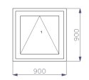 OKNO PCV 900x900mm UCHYLNE 1x MAHOŃ ZEWNĘTRZNY