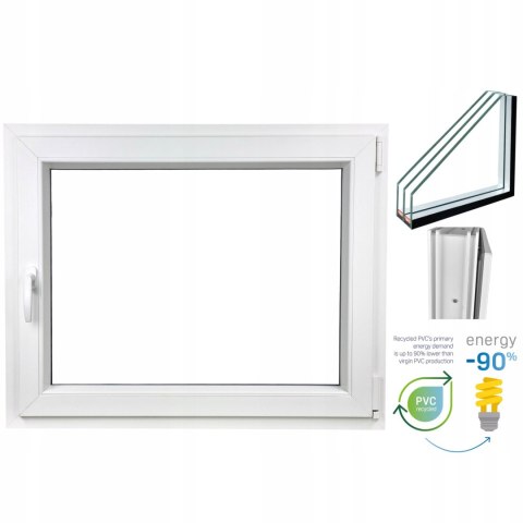 OKNO PCV 800 X 700 RU/P BIAŁE TRZY SZYBY OKNO PCV 800 X 700 RU/P BIAŁE TRZY SZYBY