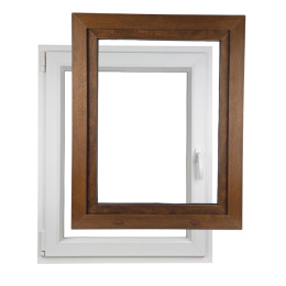 ALUCON OKNO PCV 400x600 / 400 x 600 mm Plastikowe 40x60 cm Zewnętrzny Orzech Lewe