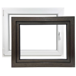 ALUCON OKNO PCV 1000x700 / 1000 x 700 mm Plastikowe 100x70 cm Zewnętrzny Ciemny Dąb Lewe