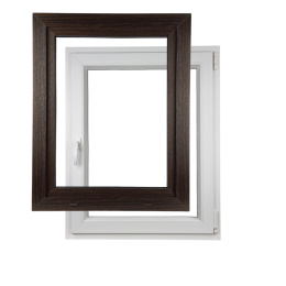 ALUCON OKNO PCV 400x1200 / 400 x 1200 mm Plastikowe 40x120 cm Zewnętrzny Ciemny Dąb Prawe