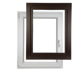 ALUCON OKNO PCV 400x1000 / 400 x 1000 mm Plastikowe 40x100 cm Zewnętrzny Ciemny Dąb Lewe