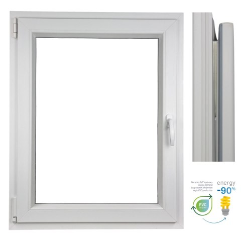 ALUCON OKNO PCV 800x1400 / 800 x 1400 mm Plastikowe Białe Lewe 76mm