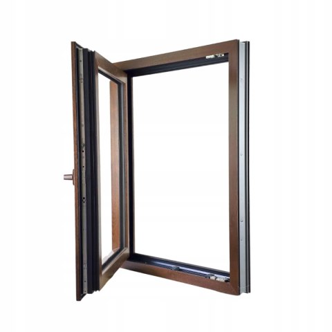 ALUCON OKNO PCV 900 x 900 mm / 90x90 cm Dwustronny Orzech Lewe