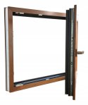 ALUCON OKNO PCV 1200 x 500 mm / 120x50 cm Dwustronny Złoty Dąb Prawe
