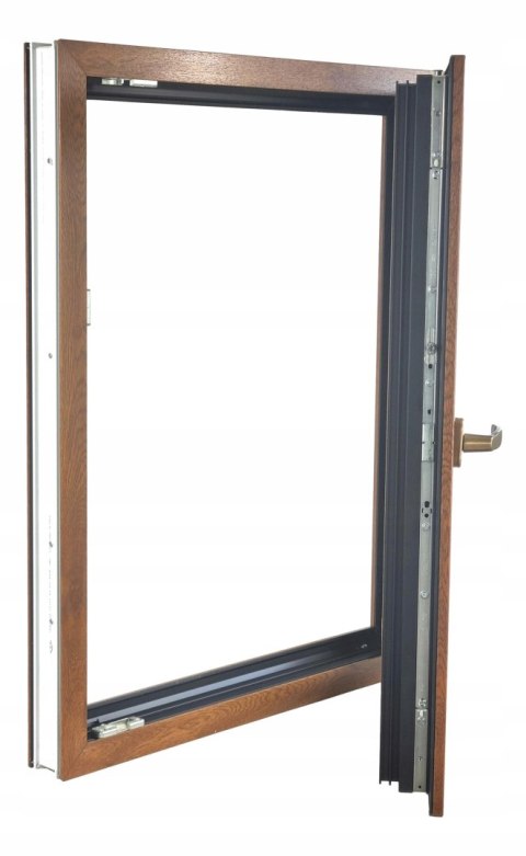ALUCON OKNO PCV 700 x 1100 mm / 70x110 cm Dwustronny Złoty Dąb Prawe
