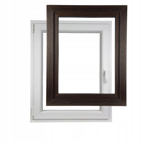 ALUCON OKNO PCV 800 x 1000 mm / 80x100 cm Zewnętrzny Ciemny Dąb Lewe