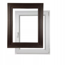 ALUCON OKNO PCV 800 x 1000 mm / 80x100 cm Zewnętrzny Ciemny Dąb Prawe