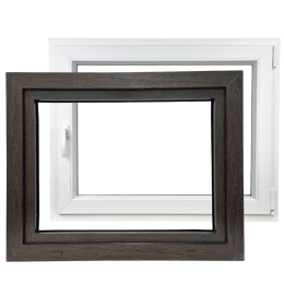 ALUCON OKNO PCV 900 x 600 mm / 90x60 cm Zewnętrzny Ciemny Dąb Prawe