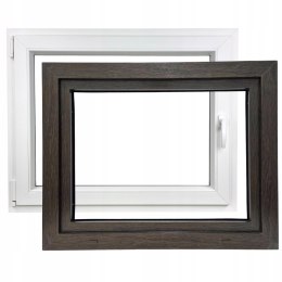 ALUCON OKNO PCV 900 x 800 mm / 90x80 cm Zewnętrzny Ciemny Dąb Lewe