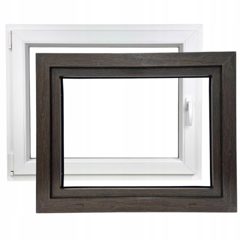 ALUCON OKNO PCV 900 x 800 mm / 90x80 cm Zewnętrzny Ciemny Dąb Lewe