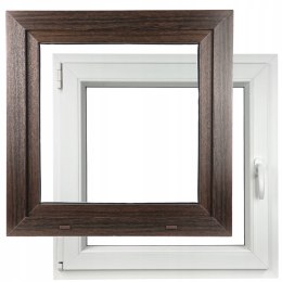 ALUCON OKNO PCV 900 x 900 mm / 90x90 cm Zewnętrzny Ciemny Dąb Lewe