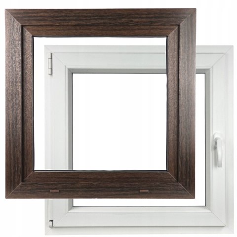 ALUCON OKNO PCV 900 x 900 mm / 90x90 cm Zewnętrzny Ciemny Dąb Lewe