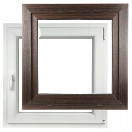 ALUCON OKNO PCV 900 x 900 mm / 90x90 cm Zewnętrzny Ciemny Dąb Prawe