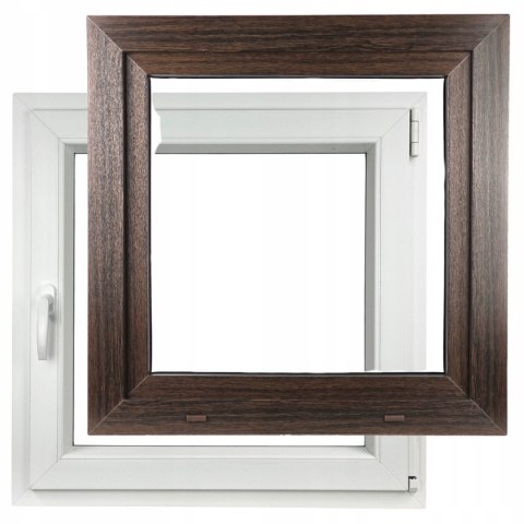 ALUCON OKNO PCV 900 x 900 mm / 90x90 cm Zewnętrzny Ciemny Dąb Prawe