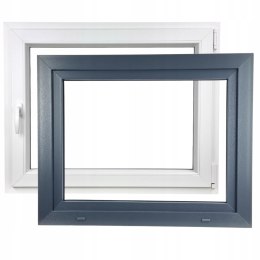 ALUCON OKNO PCV 900 x 700 mm / 90x70 cm Zewnętrzny Antracyt Prawe