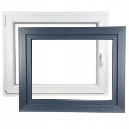ALUCON OKNO PCV 900 x 800 mm / 90x80 cm Zewnętrzny Antracyt Lewe