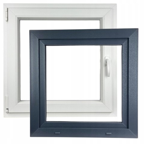 ALUCON OKNO PCV 900 x 900 mm / 90x90 cm Zewnętrzny Antracyt Lewe