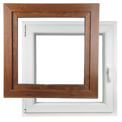 ALUCON OKNO PCV 1100 x 1100 mm / 110x110 cm Zewnętrzny Orzech Lewe