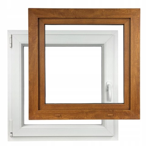 ALUCON OKNO PCV 1100 x 1100 mm / 110x110 cm Zewnętrzny Złoty Dąb Lewe