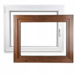 ALUCON OKNO PCV 900 x 700 mm / 90x70 cm Zewnętrzny Orzech Lewe
