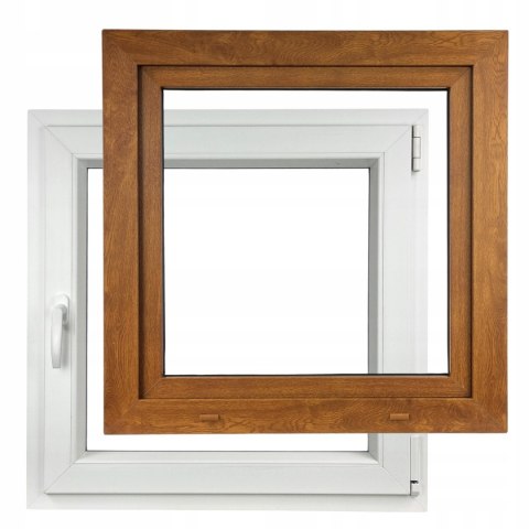 ALUCON OKNO PCV 1100 x 1100 mm / 110x110 cm Zewnętrzny Złoty Dąb Prawe