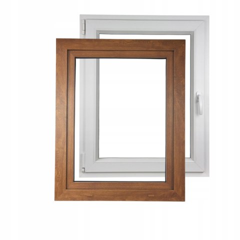 ALUCON OKNO PCV 800 x 1000 mm / 80x100 cm Zewnętrzny Złoty Dąb Lewe