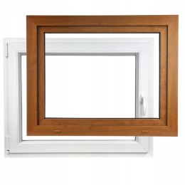 ALUCON OKNO PCV 900 x 500 mm / 90x50 cm Zewnętrzny Złoty Dąb Lewe