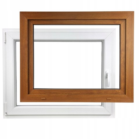 ALUCON OKNO PCV 900 x 800 mm / 90x80 cm Zewnętrzny Złoty Dąb Lewe