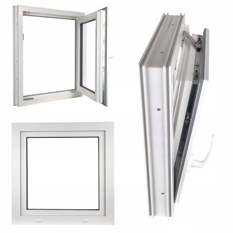 OKNO PCV 700 X 700 RU/P BIAŁE TRZY SZYBY