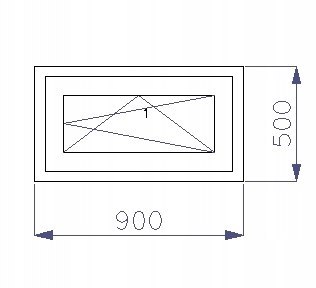 OKNO PCV 900 x 500 RU ZEWN. ZŁ. DĄB 3 SZYBY