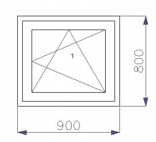 OKNO PCV 900 x 800 RU ZEWN. ZŁ. DĄB 3 SZYBY