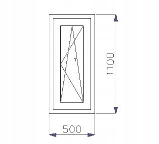 OKNO PCV 500 x 1100 RU ZEWN. ZŁ. DĄB 3 SZYBY