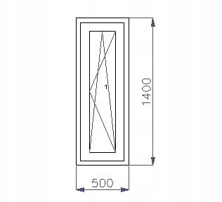 OKNO PCV 500 x 1400 RU ZEWN. ZŁ. DĄB 3 SZYBY