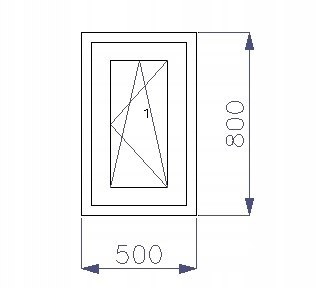 OKNO PCV 500 x 800 RU ZEWN. ZŁ. DĄB 3 SZYBY