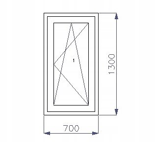 OKNO PCV 700 x 1300 RU ZEWN. ANTRACYT 3 SZYBY