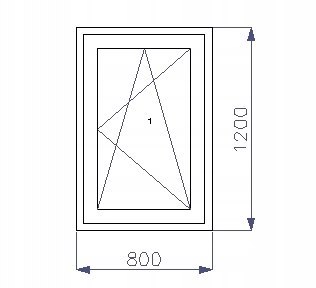 OKNO PCV 800 x 1200 RU ZEWN. ANTRACYT 3 SZYBY
