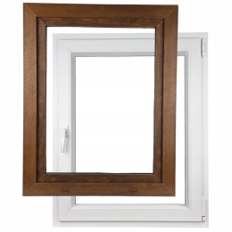 ALUCON OKNO PCV 800 x 1000 mm / 80x100 cm Zewnętrzny Orzech Prawe