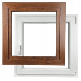 ALUCON OKNO PCV 900 x 900 mm / 90x90 cm Zewnętrzny Orzech Prawe