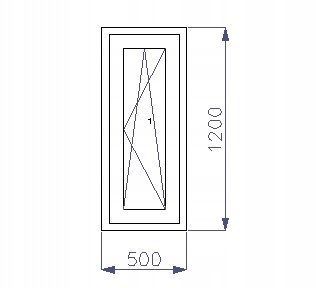 OKNO PCV 500 x 1200 RU ZEWN. ANTRACYT 3 SZYBY