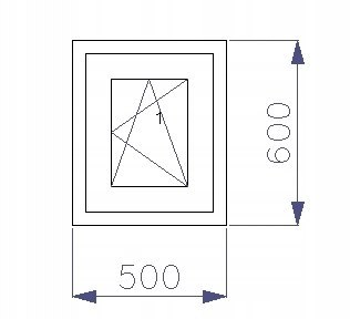OKNO PCV 500 x 600 RU ZEWN. ZŁ. DĄB 3 SZYBY