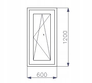 OKNO PCV 600 x 1200 RU ZEWN. ZŁ. DĄB 3 SZYBY
