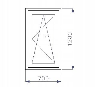 OKNO PCV 700 x 1200 RU ZEWN. ANTRACYT 3 SZYBY