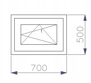 OKNO PCV 700 x 500 RU ZEWN. ANTRACYT 3 SZYBY