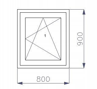 OKNO PCV 800 x 900 RU ZEWN. ANTRACYT 3 SZYBY