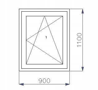 OKNO PCV 900 x 1100 RU ZEWN. ANTRACYT 3 SZYBY