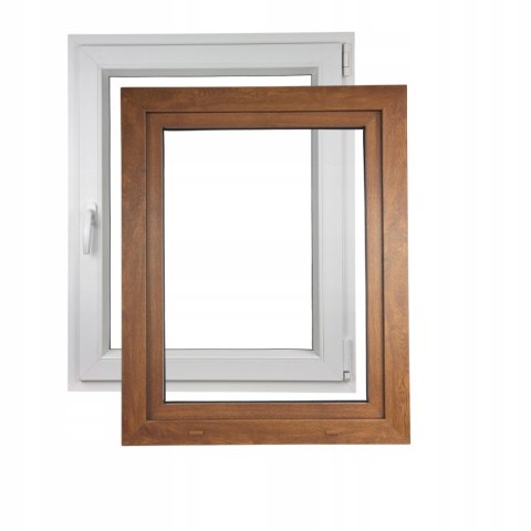 ALUCON OKNO PCV 800 x 1000 mm / 80x100 cm Zewnętrzny Złoty Dąb Prawe